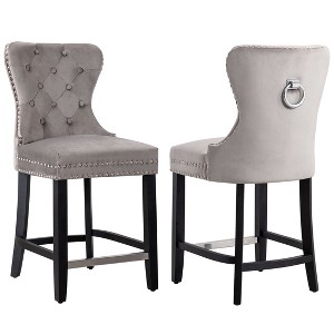 WestinTrends 24" Tufted Velvet Counter Stool - 1 of 4
