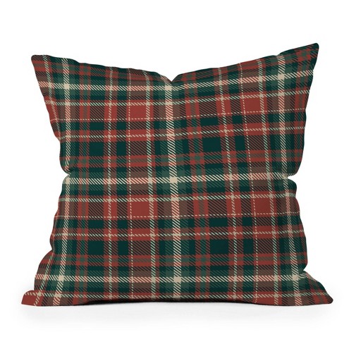 Red plaid online pillow