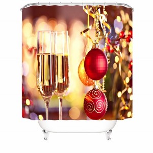 Christmas Wine Shower Curtains for Bathroom Waterproof Fabric Bath Curtain Durable Soft Stylish Bathroom Decor 72x72 Inch - 1 of 1