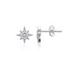 Saint Roman Leamont Sterling Silver Starburst Stud Earrings with Zirconium Oxide, Rhodium Plated, 0.72" x 0.72" - 3 of 3