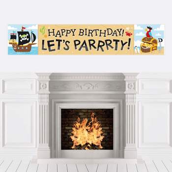 Big Dot of Happiness Pirate Ship Adventures - Happy Birthday Skull Birthday Decorations Party Banner