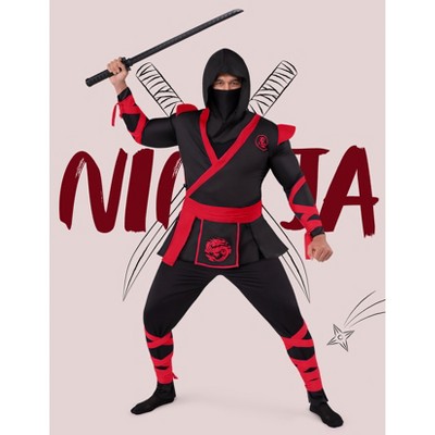 Joyfy Men's Classic Ninja Costume Set with Hood & Mask | Full Black Stealth Outfit for Halloween, Cosplay