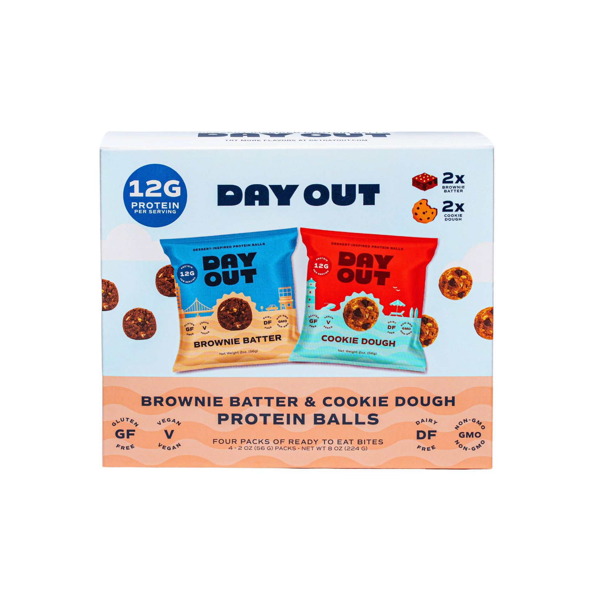 Day Out Brownie Batter & Cookie Dough Protein Balls Variety Pack - 12g Protein - 8oz