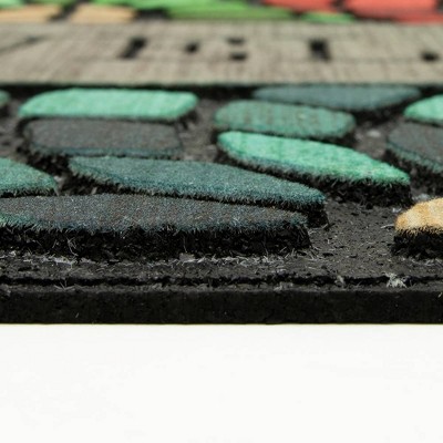 Multicolor Stained Glass Floret Welcome Outdoor Mat