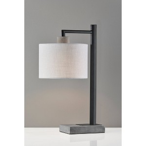 Devin Table Lamp Black - Adesso: Cement Accents, ETL Listed, Rotary Switch, 22.5" Height - 1 of 4
