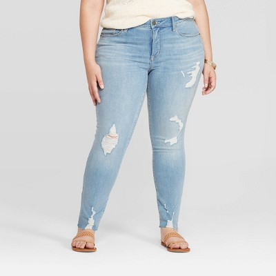 mid rise distressed skinny jeans