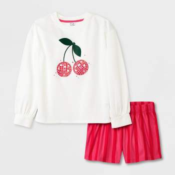 Girls' 2pc Full Sleeve Graphic Sweatshirt and Shorts Pajama Set - art class™