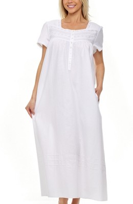 White Cotton Nightdress - Long sleeves, Malabar Trading