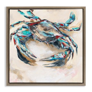 Stupell Industries Abstract Nautical Crab Black Framed Floater Canvas Wall Art - 1 of 4
