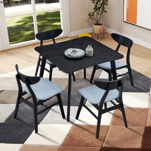5 PCS Round/Square Dining Table Set Wooden Dining Set Bistro Dining Set with 4 Upholstered Chairs, Black/Walnut/Natural-ModernLuxe - 1 of 4