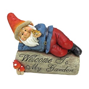 Design Toscano Gideon, the Garden Gnome Welcome Sign Statue - 1 of 2