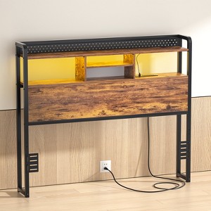 Aheaplus Storage Headboard with Led Lights & Charging Station - 1 of 4