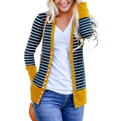 Women's Striped Snap Cardigan - Flowerdaze