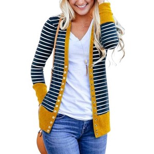 Women's Striped Snap Cardigan - Flowerdaze - 1 of 3