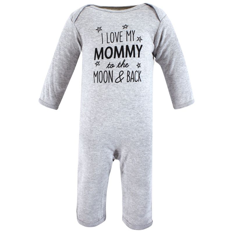 Hudson Baby Infant Boys Cotton Coveralls, Mom Dad Moon  Back, 3 of 6