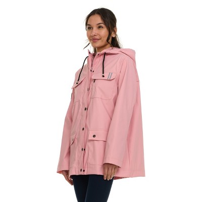 Canada Weather Gear Women's Waterproof Rain Coat with Hood – Lightweight Outdoor Rain Jacket with Front Pockets & Snap Closure