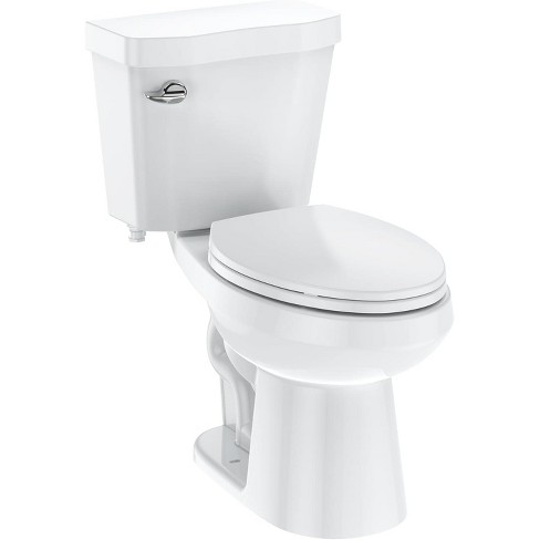 Two-piece elongated toilet with universal height, siphonic flush, and 1.28 GPF; strong flushing performance and cUPC certified for your bathroom. - image 1 of 4