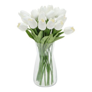 Unique Bargains Christmas 20 Pcs Artificial Flowers Fake Tulips for Wedding Rooms Home Hotel Party Decoration White - 1 of 4