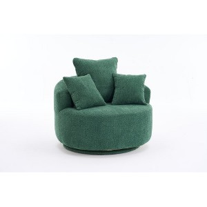 Lyngins Round Swivel Accent Chairs with 3 Pillows and Curved Backrest,Upholstered Swivel Reading Chairs,Polyester Sofa Chairs for Living Room - 1 of 4