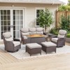 7-Piece Patio Furniture Set with Fire Pit,Wicker Patio Sofa Set Outdoor Swivel Rocking Chairs with Ottomans - 2 of 4