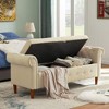 Nicbex 63" Storage Bench Multifunctional Linen Upholstered Storage Bench with Armrests for Entryway Bedroom - 2 of 4