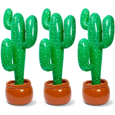 Blue Panda 3 Pack Inflatable Cactus for Let's Fiesta Birthday Party, Cinco de Mayo Party Decorations (35 in)