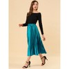 INSPIRE CHIC Women's Party Elastic Waist Metallic Shiny Accordion Pleated Midi Skirt - 4 of 4