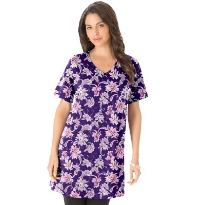 Roaman's Women's Plus Size Short-Sleeve V Neck Ultimate Tunic