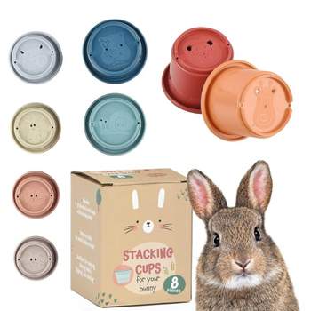 Evergreen Pet Supplies Stacking Cups for Rabbits, Nesting Toys for Rabbits to Keep Busy, Graduated Sized Stackable Toys 8pc