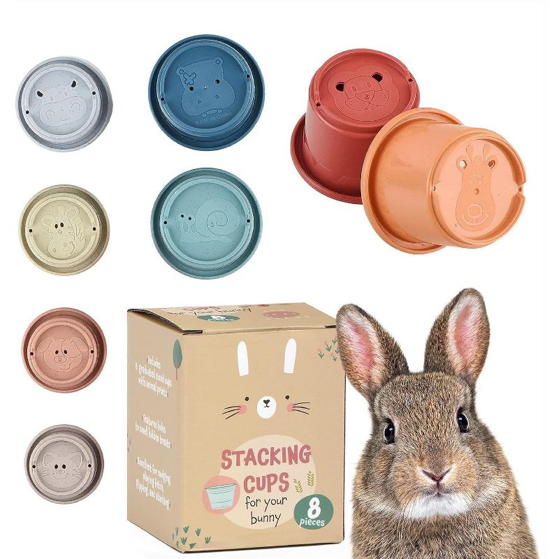 Evergreen Pet Supplies Stacking Cups for Rabbits, Nesting Toys for Rabbits to Keep Busy, Graduated Sized Stackable Toys 8pc, 1 of 9