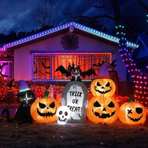 Coucheta 8FT Halloween Inflatable, Blow Up Pumpkin with LED Lights, Black Cat, Bat Tombstone, Outdoor Inflatable Decor for Yard, Lawn, Porch, Party - 1 of 4