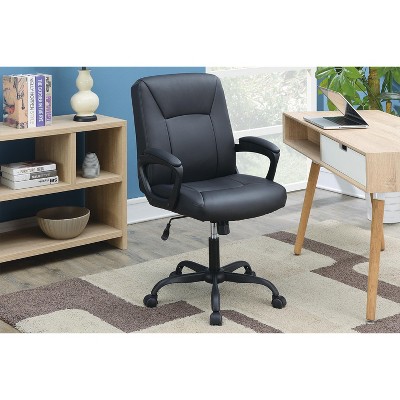 DOMETOUR Relax Cushioned Office Chair 1pc Black Upholstered Seat back Adjustable Chair Faux Leather