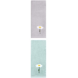 REGALWOVEN 2 Pack Cotton Floral Embroidered Soft Absorbent Bathroom Hand Towels 13" x 30" - 1 of 4