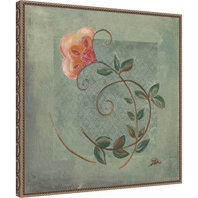 Floral Ornaments in Green II Abstract Canvas Print with Bronze Frame