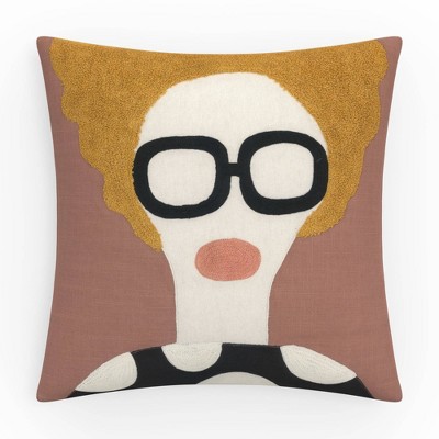 18"x18" Mia Indoor Square Throw Pillow Rose - Pillow Perfect: Polyester Fabric, Removable Cover, Zip Closure
