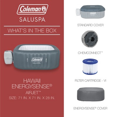 Coleman Saluspa Hawaii Square Gray Inflatable Hot Tub with AirJets