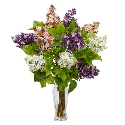 Nearly Natural Lilac Silk Flower Arrangement, Assorted