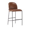 Set of 2 Metal Bar Stools,Faux Leather Bar Stools with Solid Back for Dining Room,Modern Upholstered Bar Stools for Kitchen or Bar- Cuddlewood - 3 of 4