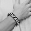 Black Bow Jewelry 15mm Stainless Steel & Black Leather Brushed Curb Bracelet, 8.5 Inch - 3 of 4