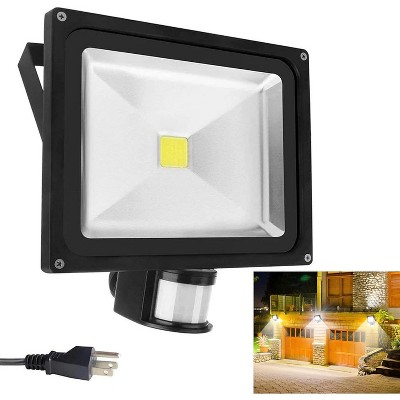 Runesay 50W Motion Sensor Led Flood Lights, 4500LM Plug in Motion Sensor Light, IP66 Waterproof Auto ON/Off Outdoor Security Lamp with a Plug, 6500K