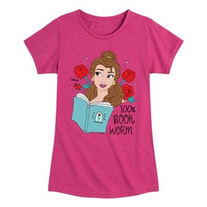 Girls' - Disney - 100% Book Worm Fitted Short Sleeve Graphic T-Shirt - 1 of 4