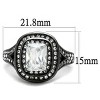 Slickblue Women’s Light Black Stainless Steel Ring, Oblong Synthetic CZ, Trendy Halo Band, Clear, Sizes 5-10 - 3 of 4