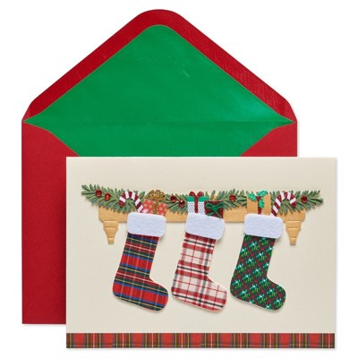 Plaid Stockings Greeting Card - PAPYRUS