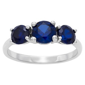 1.76 CT. T.W. 3 Stone Created Sapphire Ring In Sterling Silver - (6), Women