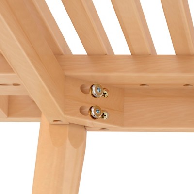 Natural Pine and Birch Mid-Century Modern Entryway Bench
