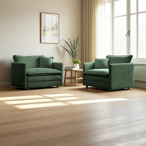 2-Piece Chenille Armchair Set with Toss Pillows - 1 of 4