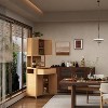 Bamboo Storage Cabinet Bathroom Floor Cabinet Side Storage Organizer with 4 Louvered Doors & Drawer Freestanding - 3 of 4