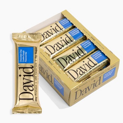 David Protein Protein Bars with 28g Protein - Chocolate Chip Cookie Dough Flavor - 12ct