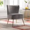 WestinTrends Phoebe Upholstered Tufted Velvet Accent Chair With Metal Leg - 2 of 4