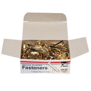 Charles Leonard Fasteners, Round Head, Brass Plated, 1 Inch Shank, 10 mm Head, Box of 100 (Case of 10) - 1 of 1